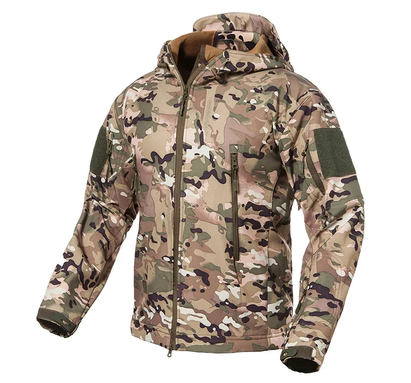 S. ARCHON тактические флисовые куртки мужские теплые мягкие оболочки Военная камуфляжная верхняя одежда с капюшоном водонепроницаемые куртки пальто армейская одежда - Цвет: CP