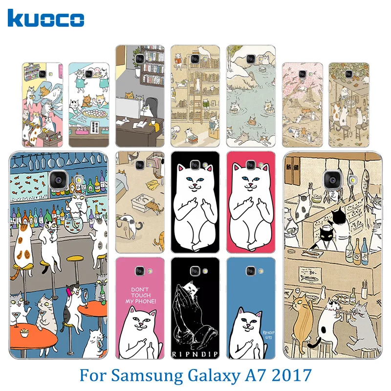 Для samsung A7 2017 Чехол Мягкий силиконовый чехол для телефона кошки Семья шаблон Galaxy