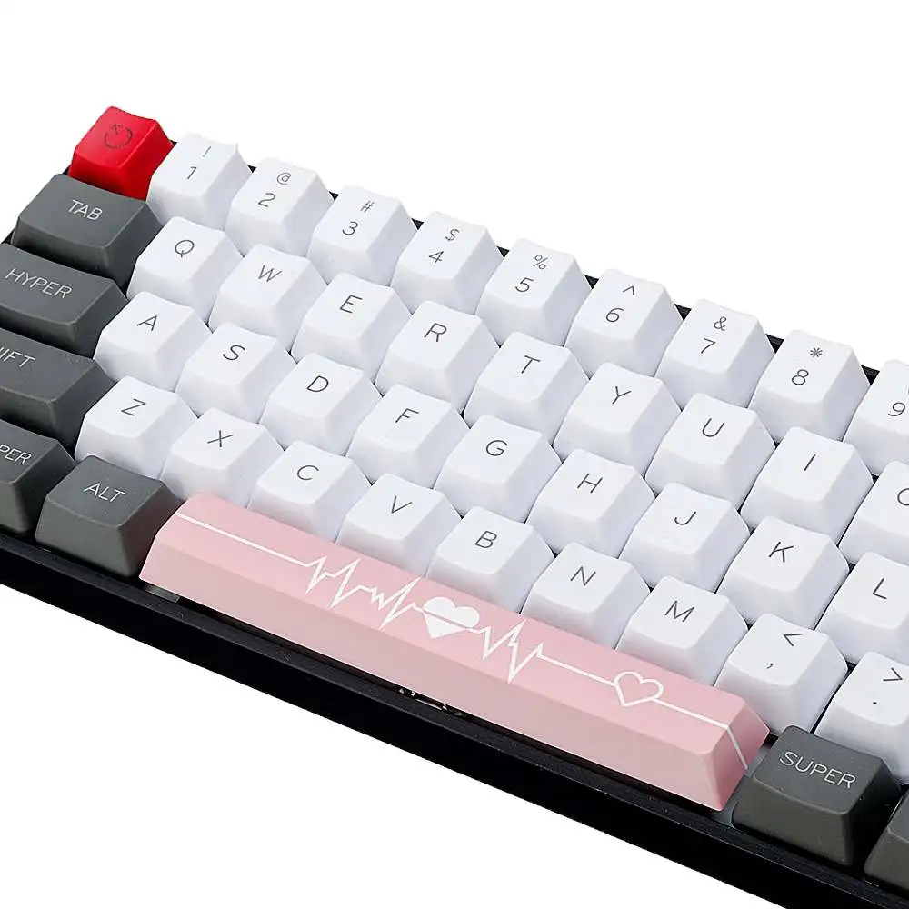 Пятисторонний Dyesub розовый сердце PBT пробел бар 6.25u Новинка Keycap