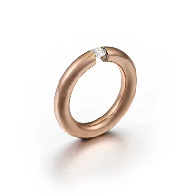 Горячая Распродажа, титановое кольцо из нержавеющей стали, круглая форма, AAA CZ Кристалл, обручальные кольца для женщин, романтическое ювелирное изделие, подарок - Main Stone Color: Rose Gold