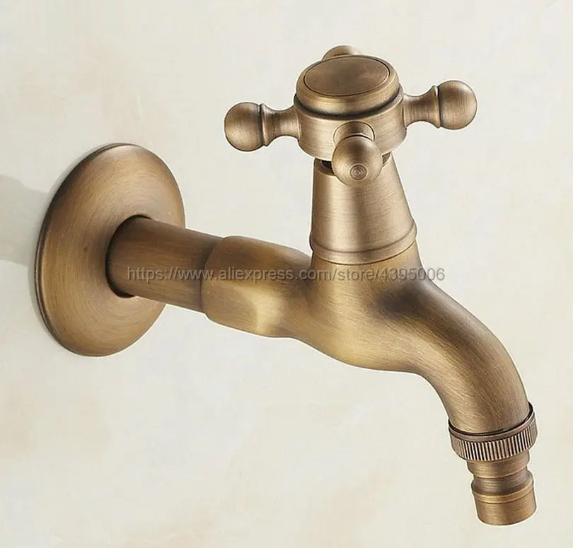 

Antique Brass Wall Mount Water Tap Garden Faucet Washing Machine Water Tap Basin Bibcock Taps Bav101