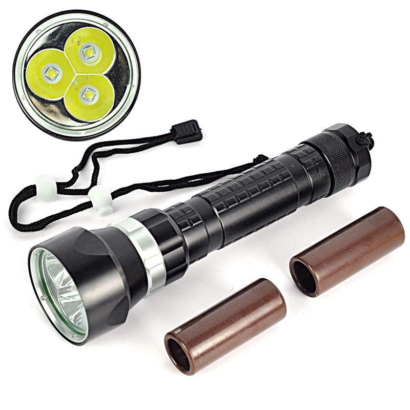 

6000 Lumen 30W 3x XML L2 LED Diving Flashlight Torch 150M Waterproof LED Flash Ligh (18650/26650) Lanterna LED For Fishing