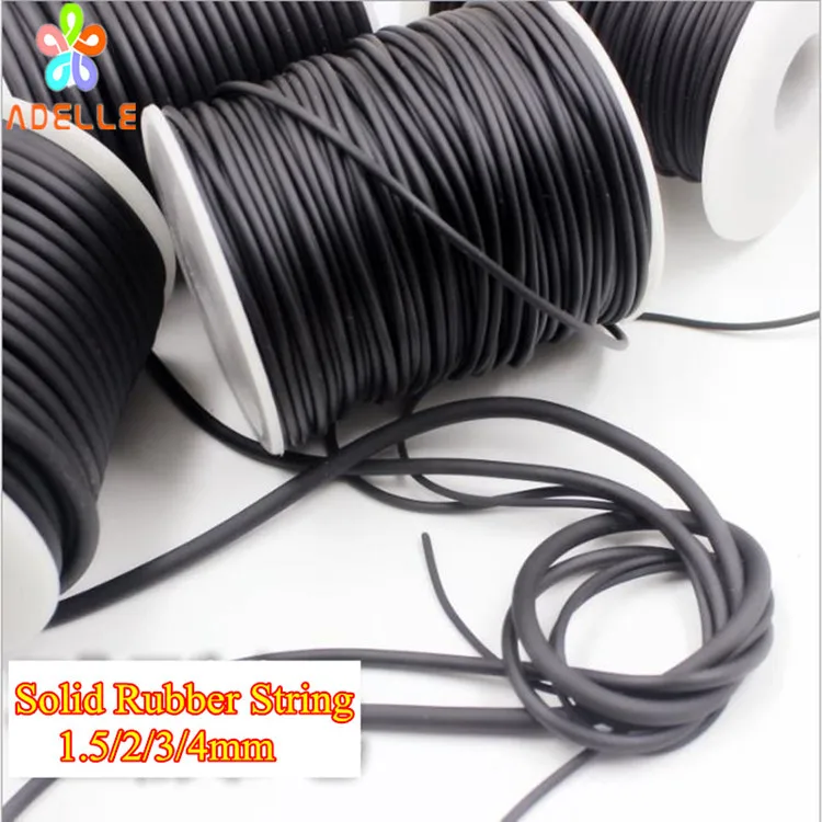 

BLACK Solid Rubber cord/string Matte 1.5/2/3/4mm Round Elastic Necklace Bracelet DIY jewellery free shipping Wholesale