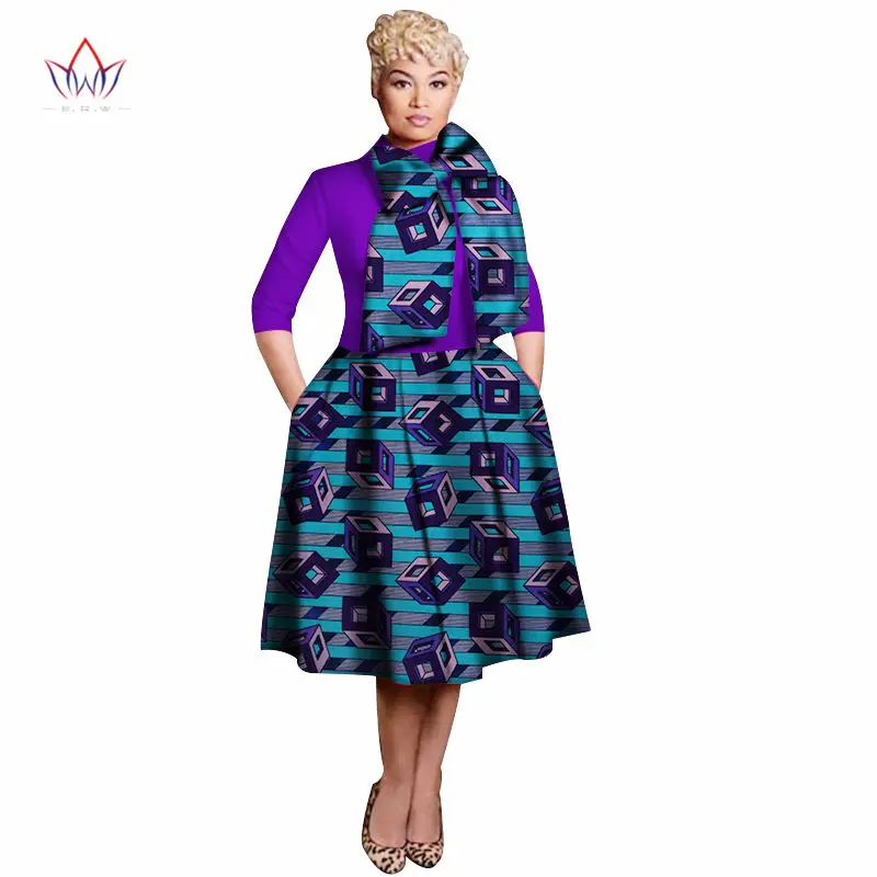 

New Vintage African Women Patchwork Bow-knot A-line Dresses Ankara Clothes Bazin Rihce African Print Dresses for Women WY3135-2