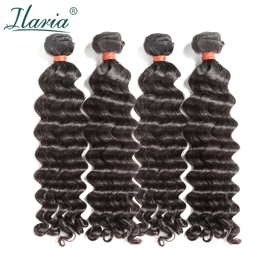 

ILARIA HAIR Mink 8A Brazilian Virgin Hair Water Wave 4 Bundles 10"-30" Unprocessed Human Hair Weave Full Bundles Natural Color