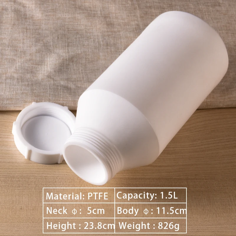 1500 مللي مختبر تفلون PTFE الكاشف زجاجة الأبيض جولة زجاجة بلاستيكية ل الكيميائية منتجات التعبئة والتغليف