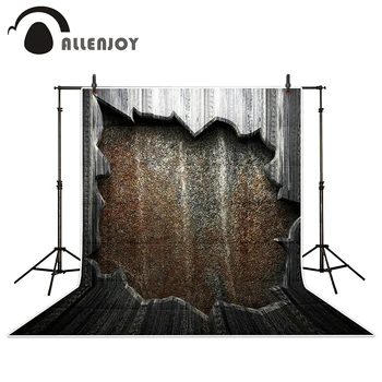 

Allenjoy Grey damage exposed wood brick wall backgrounds for photo studio vinyl photography backdrops