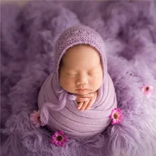 Матовый Альпака обертывание и комплект с капором реквизит для фотосъемки вязаный ребенок стрейч обертывание шляпа набор новорожденный Sweather слой ткань реквизит для фотосессии