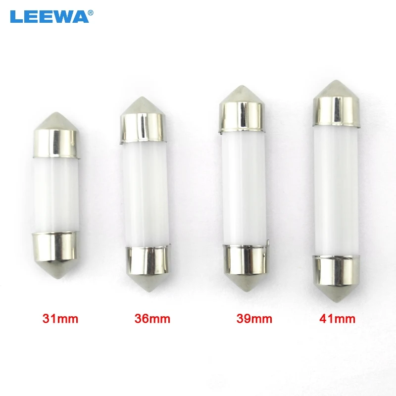 

LEEWA 20pcs White 31/36/39/41mm Smoke Design COB Led Chips C5W Car Interior Glass Lens Festoon Dome Reading 12V DC #CA2712