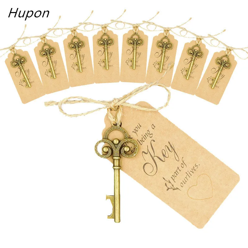 

50Pcs Vintage Wedding Favors and Gifts Skeleton Bottle Opener +Tags Wedding Souvenirs Gifts for Guests Party Decoration Favors