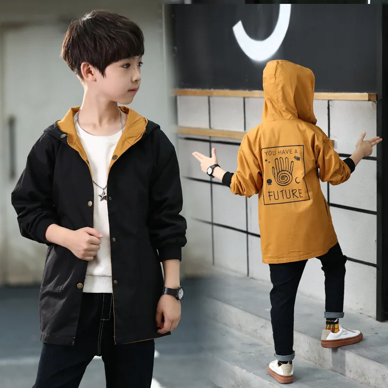 

Jackets For Boys Teenagers Autumn Winter Kids Teens Coats 2018 New Fashion Print School Hooded Outwear Kids Clothes 10 11 12 14
