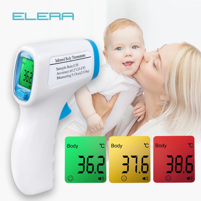 ELERA Thermometer Digital Body Temperature Fever Measurement Forehead Non Contact Infrared LCD IR Thermometer font b