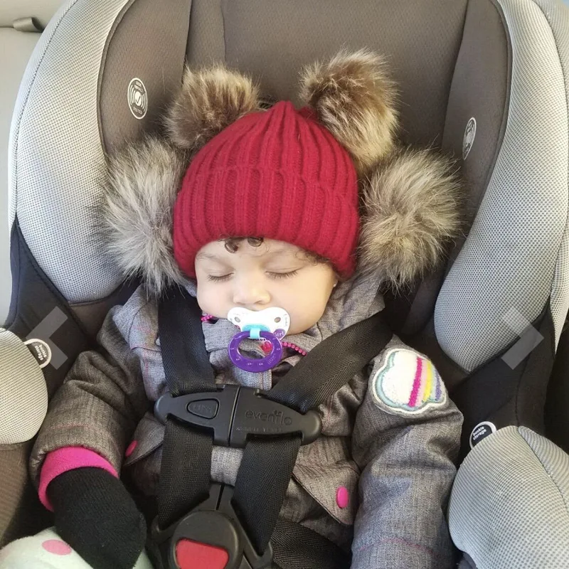 

Baby Boy girl Winter Warm Knit Beanie Hat Winter infant Hat Double Pompom Hats Fur Ball Cap Gorros Para Baby unisex Hat 0-2 year