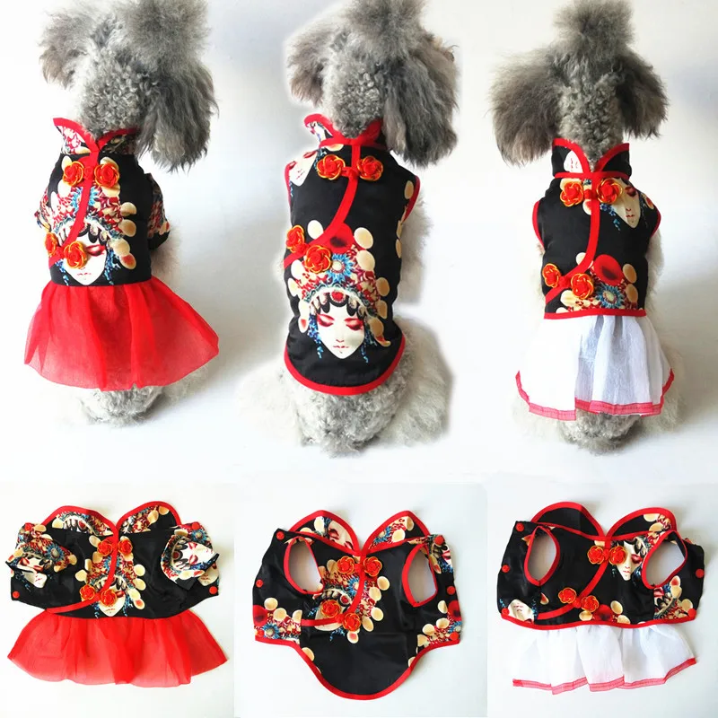 Chinese Dog Clothes Peking Opera Pattern Pet Clothing Summer Dog Vest