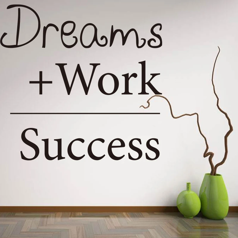 Dream Work Success Quote Wall Sticker Office Living Room 