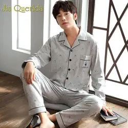 J & Q мужской спальный костюм Мода Одежда для дома 2019 для мужчин пижамный комплект 100% хлопок пижамы нагрудные пижама с принтом человек пижам