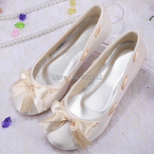 Wedopus Mw078 Satin Bridal Shoes Flats White Ivory Wedding Shoes For