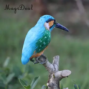 

Creative Artificial Feathered Kingfisher Birds Garden Sculpture Decor Ornaments Tree Top Bonsai Decoration Craft