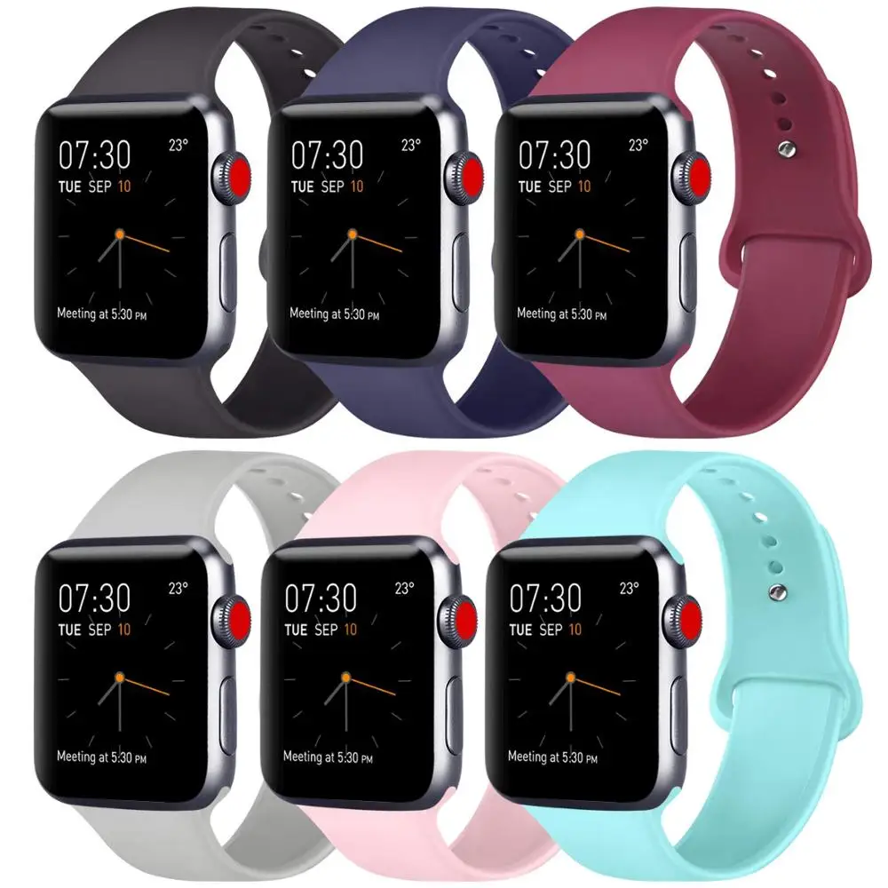 Ремешок для часов Apple Watch 38 мм 40 42 44 силиконовый сменный ремешок iWatch браслеты Series 5 4