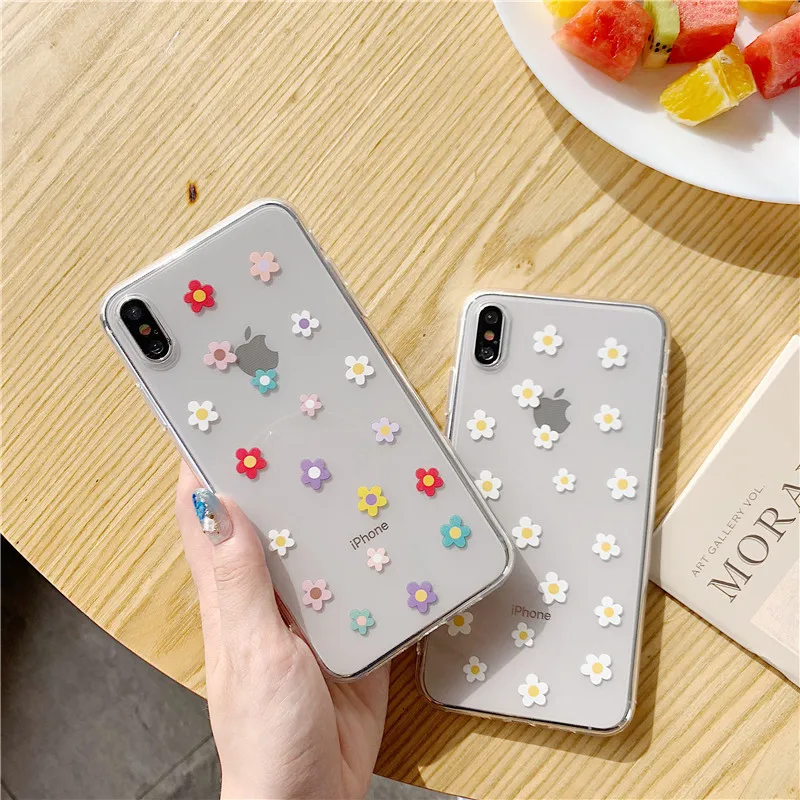 

Case for IPhone X 8 7 6 6s Plus Fresh Daisy Flower Soft Silicon Case Transparent Back Cover for IPhone Xr Xs Max Fitted Case