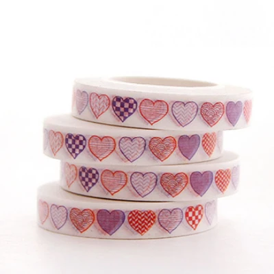 0.7cm*10m Heart Kawaii Washi Tape Decoration Scrapbooking Papeterie Autocollant Masking Tape School Supplies Sticker Stationery 06