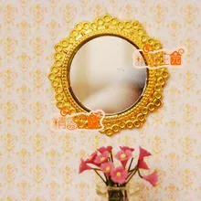 Мини кукольный домик Миниатюрный позолоченное круглое зеркало модель аксессуары для мини-мебели для милых