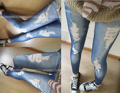 

Hotwomen denim tight slim pencil pants ripped jeans legging render pants leggings