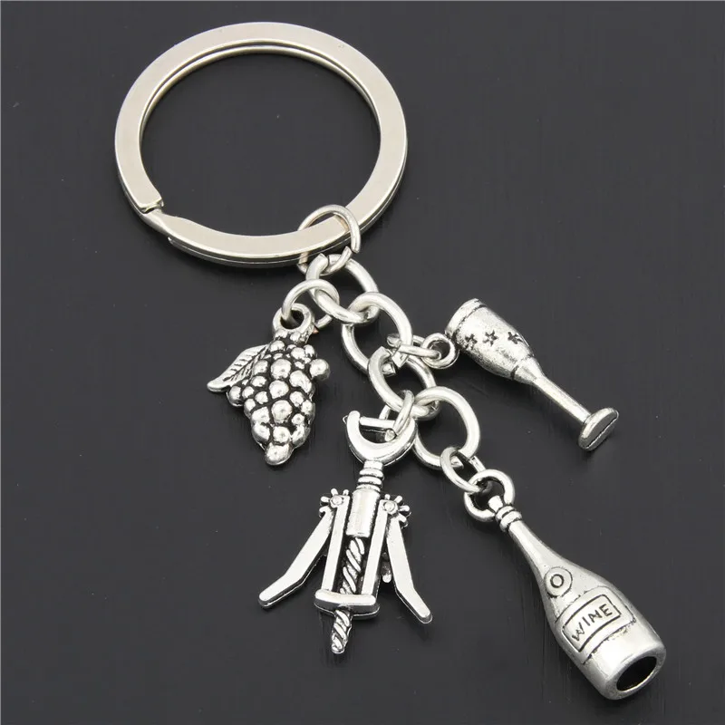

Cocktail Grape Wine Opener Goblet Wine Charm Pendant Key Chain Bar Keychain Backpack Pendant Jewelry Men and women Holiday Gift