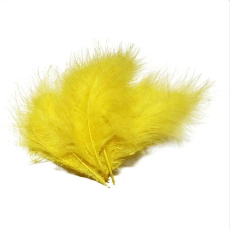 

Wholesale 100pcs/lot Yellow Fluffy Turkey Marabou Feather 10-16CM DIY Chicken feathers for crafts and Wedding Decoration Plumes