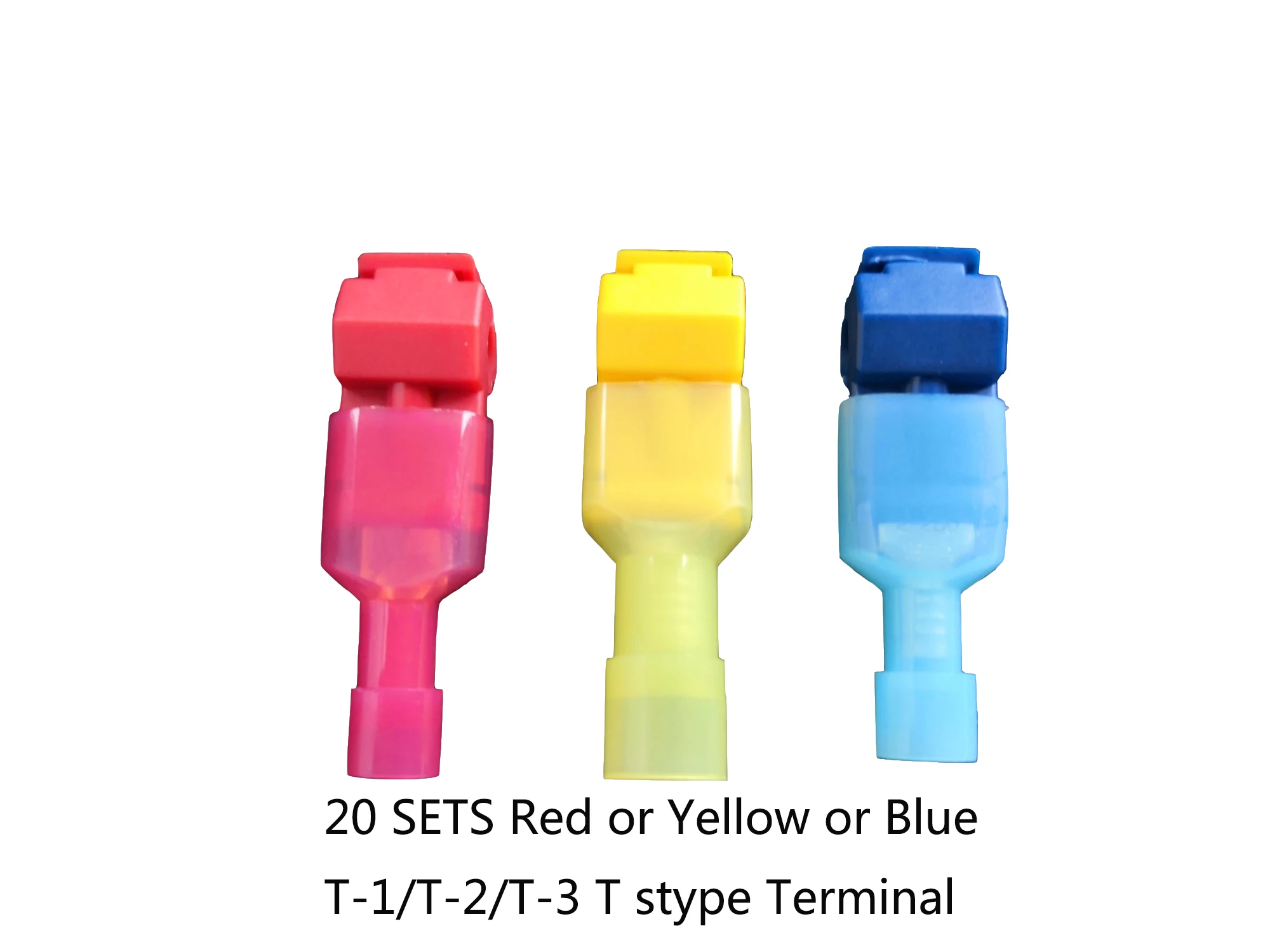 

20PCS/10SETS Blue/Red/Yellow Type Quick Splice Crimp Terminal Wire Convenient Connector For 1.2-2.5mm Line FreeShipping T1 T2 T3