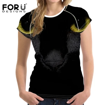 

FORUDESIGNS 2019 Women Harajuku Tshirt Cotton Sleeve Black Cat Eyes Printed Street Style T shirts Summer Top Femme Camisas Mujer