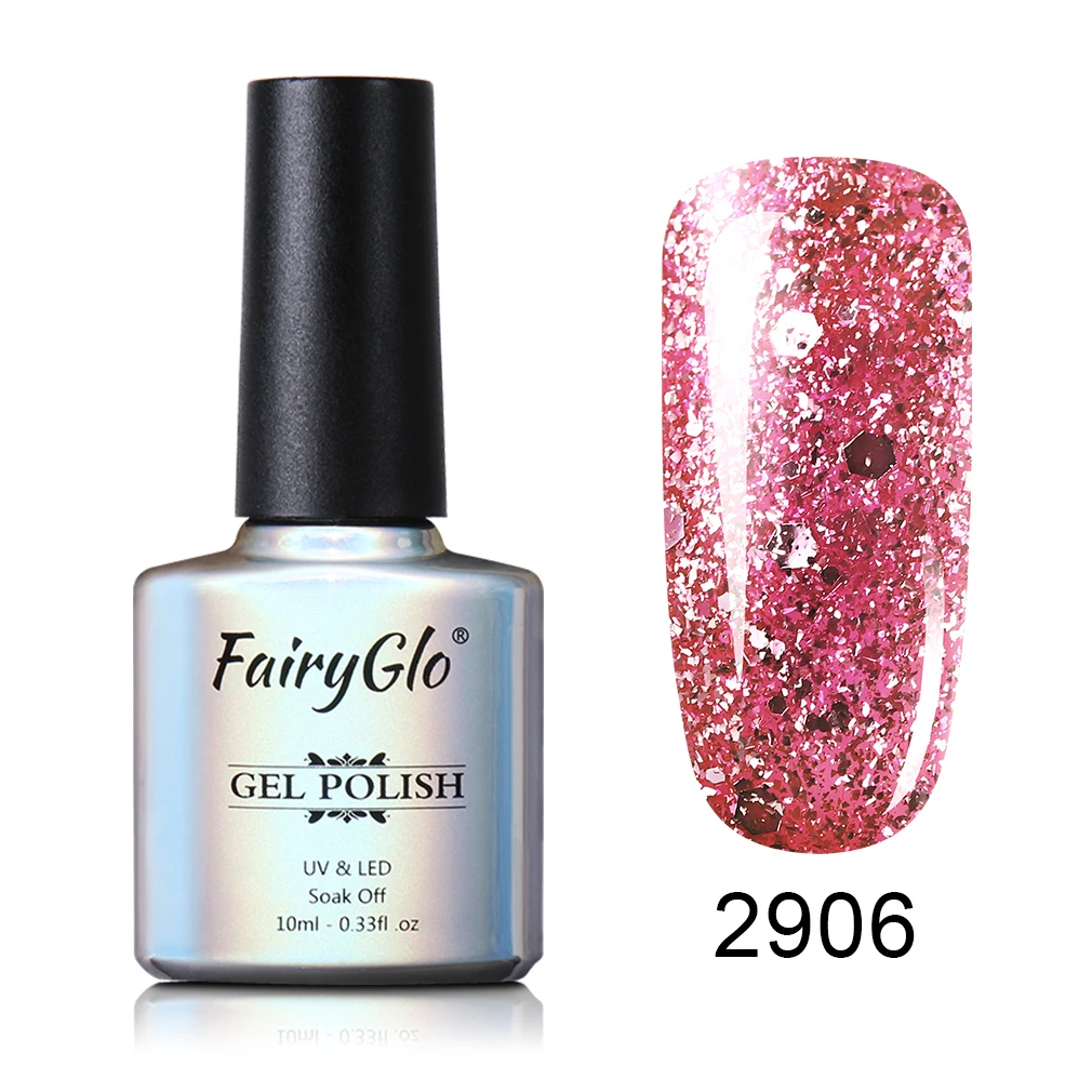 FairyGlo розовое золото УФ-гель для ногтей Блестящий Блеск замачиваемый 10 мл гель лак для ногтей телесный лак для ногтей Блестящий - Цвет: 2906