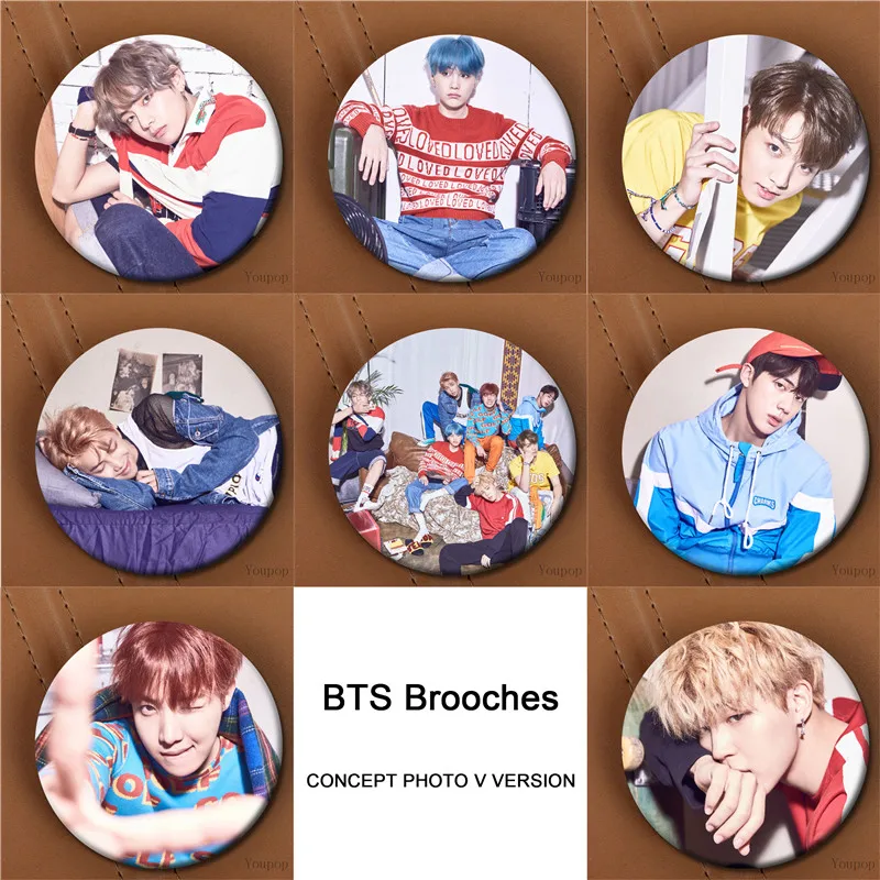 

Youpop KPOP Bangtan Boys 2017 New Album Love Yourself JUNG KOOK JIMIN Concept Photo V version Brooch Pin Badge Accessories