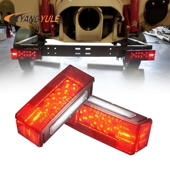 

Left + Right LED Waterproof Red Truck Trailer Boat Rectangular Stud Earrings Steering Tail Lights