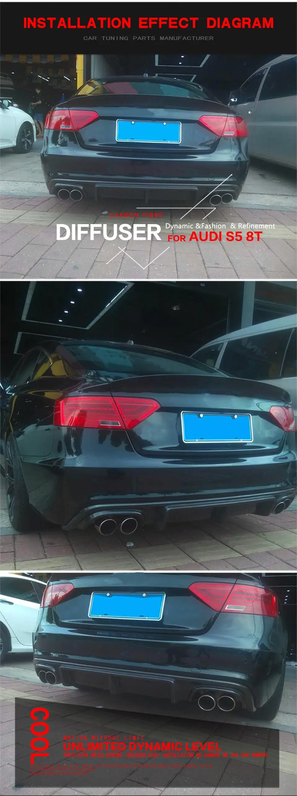 Автомобильный задний бампер диффузор спойлер для Audi A5 Sline S5 Coupe 2012- трансформер не A5 стандарт карбоновое волокно