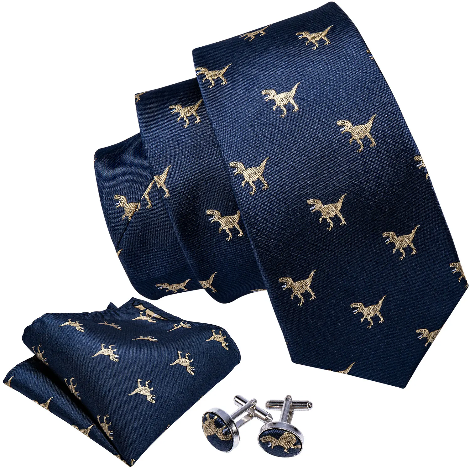 Barry. Wang модные дизайнерские мужские шелковые галстуки с золотым динозавром, подарочный набор галстуков для мужчин, Свадебные Галстуки для жениха, LS-5191