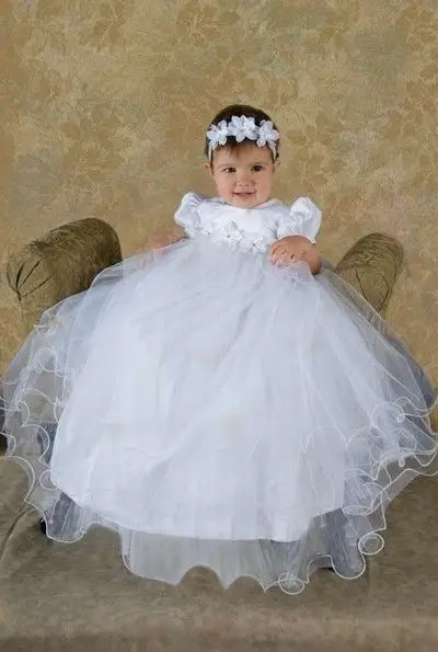 

ON SALE 2017 New Lolita Infant Girls Christening Dress Baptism Gown Birthday Dress White Ivory Lace WITH HEADBAND 0-24month