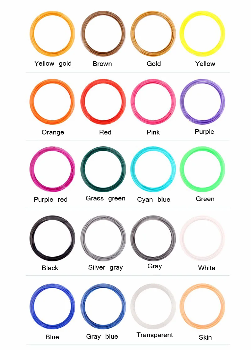 5 шт. ABS SUNLU 3D Ручка для печати нити 20 цветов свет 3d Принтер Нити расходные материалы, 1,75 мм ABS