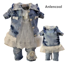 Anlencool/ ; Лидер продаж; Новинка; Весенняя детская одежда в Корейском стиле для девочек; ковбойский костюм для маленьких девочек; комплект одежды для малышей