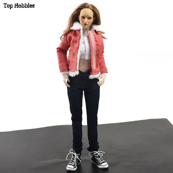 

1/6 Scale Sexy Female/Women Jacket+Jeans & Shoes Clothes Suit Fit 12" HT Phicen JODOLL Action Figure VS015 B Red Doll Toys
