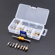 40pcs A/C R12 R134A Car Auto Air Conditioning Assortment Remover Tool Kit With Box Voiture A/C Tire Valve Cores Removal Tool 1 sets r 134a a c manifold gauge air conditioning a c diagnostic tool with colored hose refrigeration kit car diagnostic tool