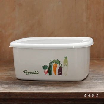 

Heavy white porcelain enamel preservative pickles storage box butter vegetables ice cream bread food boxes