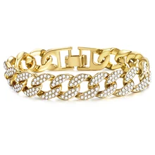 Мужские браслеты Davieslee, золотые, кантри, кубинские звенья, цепи, браслет для мужчин, ледяные ювелирные изделия, Прямая поставка LGB453