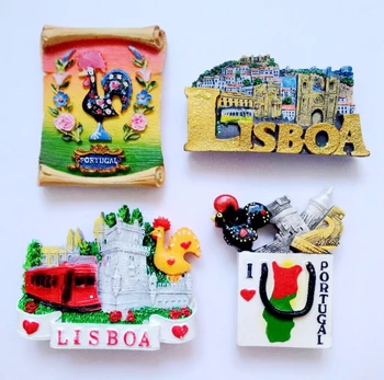 

High Quality Handmade Painted Lisbon, Portugal 3D Fridge Magnets Tourism Souvenirs Refrigerator Magnetic Stickers Home Decor