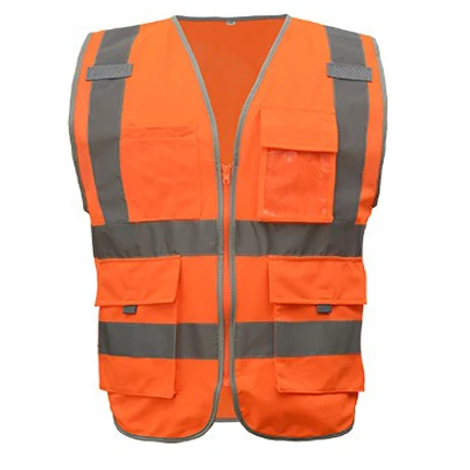 Hivisi высокая видимость светоотражающий жилет безопасности спецодежда жилет с несколькими карманами для строительства дорожного движения Велоспорт 8 цветов - Цвет: orange