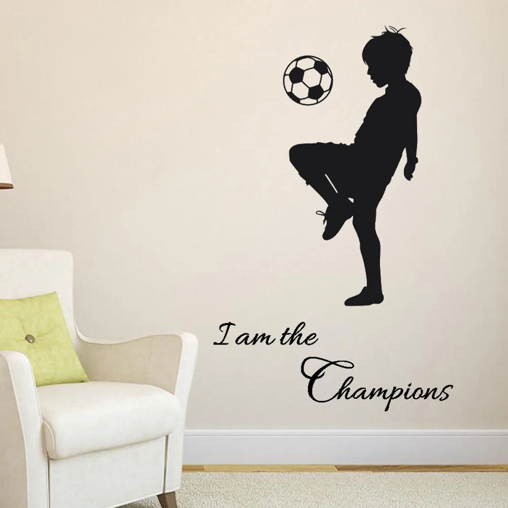 Wall Sticker Football I Am The Champions Pvc Stickers For Kids Rooms