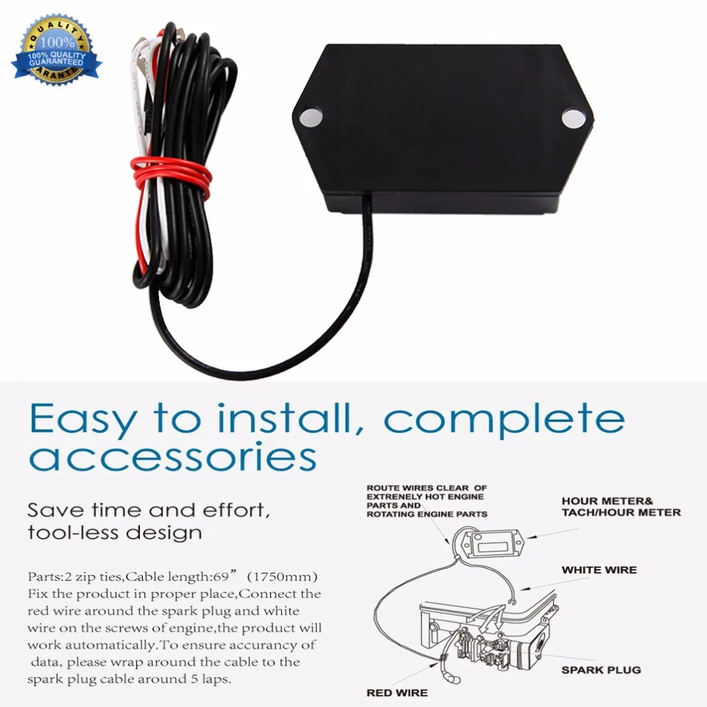 Digital Tachometer Hour Meter Tach Max RPM Recall for 2 & 4 Stroke Engine Snowmobile ATV Generator Motorcycle jet truck MX-in Instruments from Automobiles ...