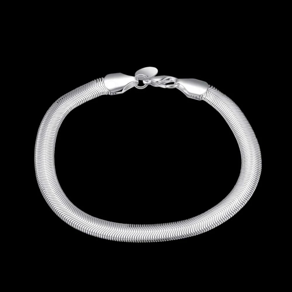 

Fashion 6MM Snake Chain Bracelet for Women 925 Sterling Silver Bracelet & Bangle Female Silver Jewelry Gifts