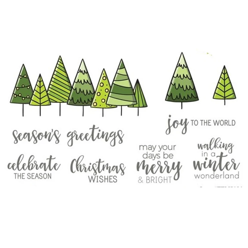 

Christmas Tree Transparent Clear Silicone Stamp Set for DIY Scrapbooking/Photo Album Cards Making Christmas Decor Clear Stamp
