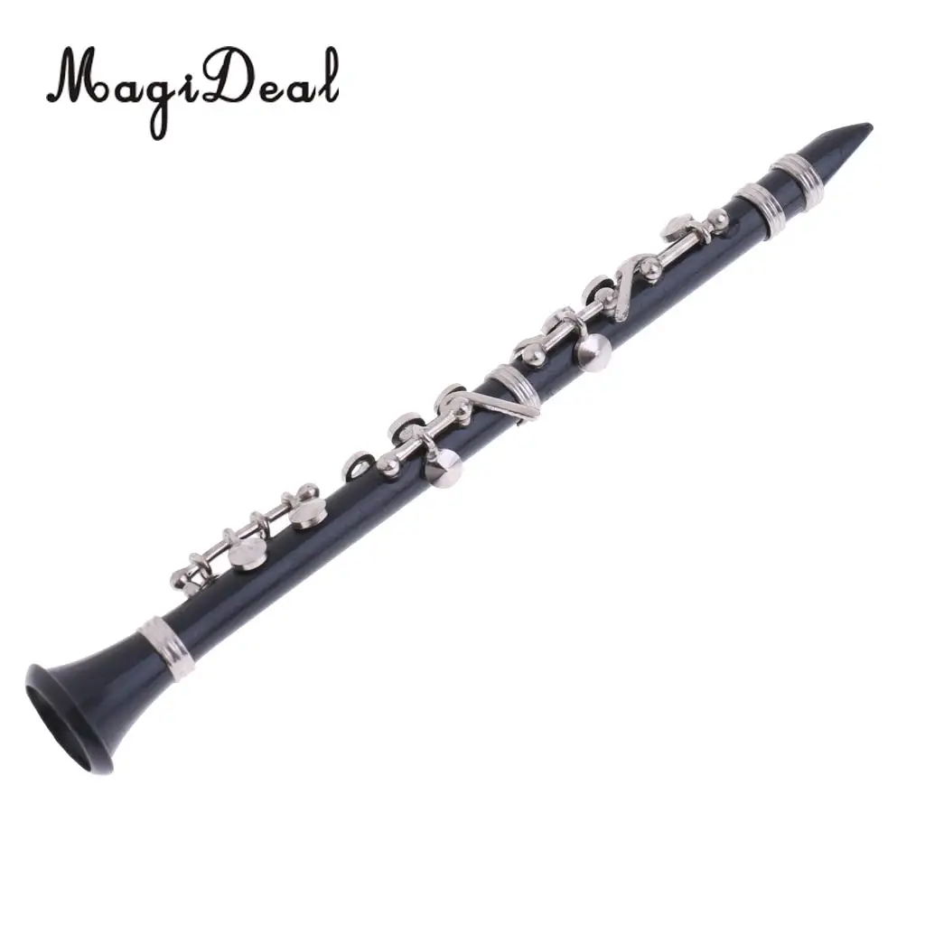 Miniature ABS Plastic Black Clarinet Musical Instrument with Box for 1/12 Dollhouse Music Room Table Decor Children Toy Gift